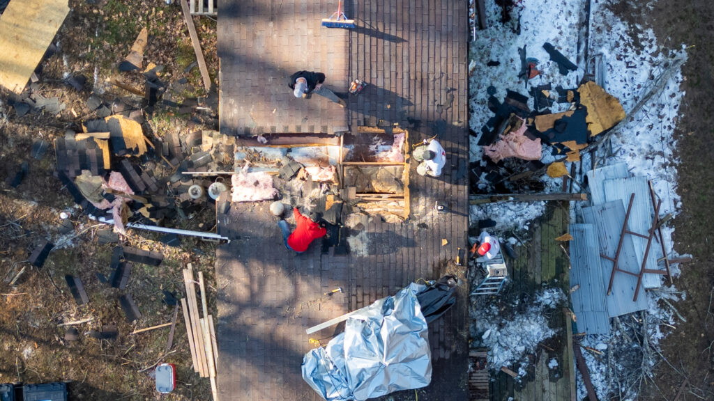 Winter Storm Fern disaster relief roof tarping